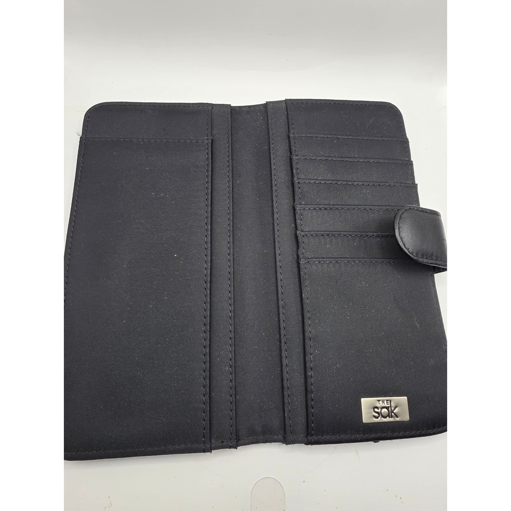 The Sak Black Crochet Checkbook Wallet Slim Snap Closure Card Organizer - Picture 3 of 5